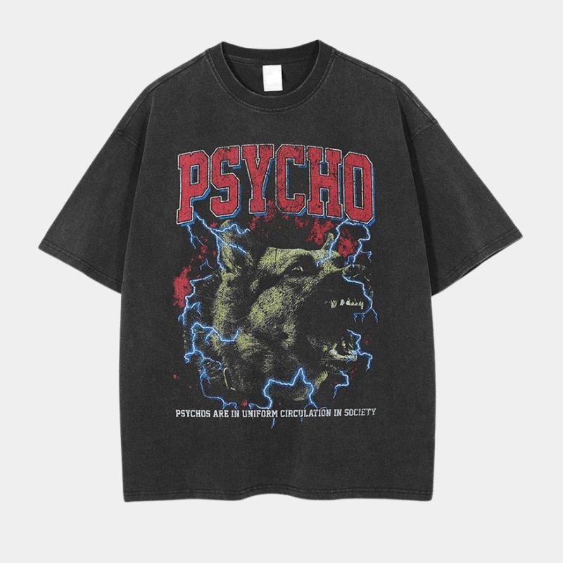 Y2K Psycho Grafik T-Shirt | Übergroßes Vintage Streetwear Shirt