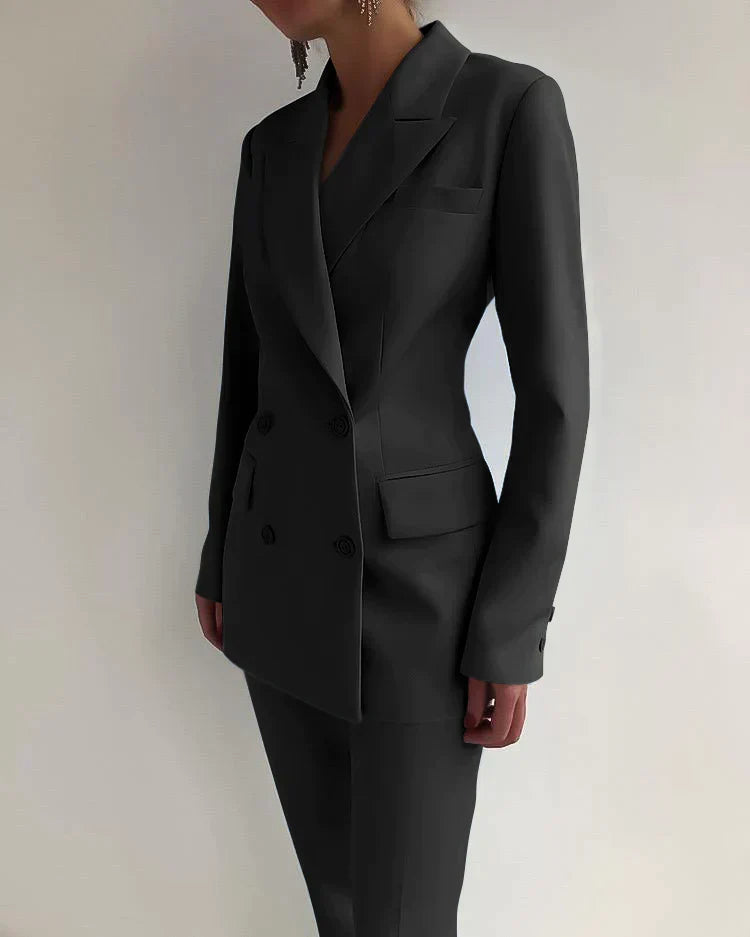 Elegantes Doppelreihiges Damen-Blazer-Anzug Set – Maßgeschneidertes Business-Outfit für formelle Anlässe
