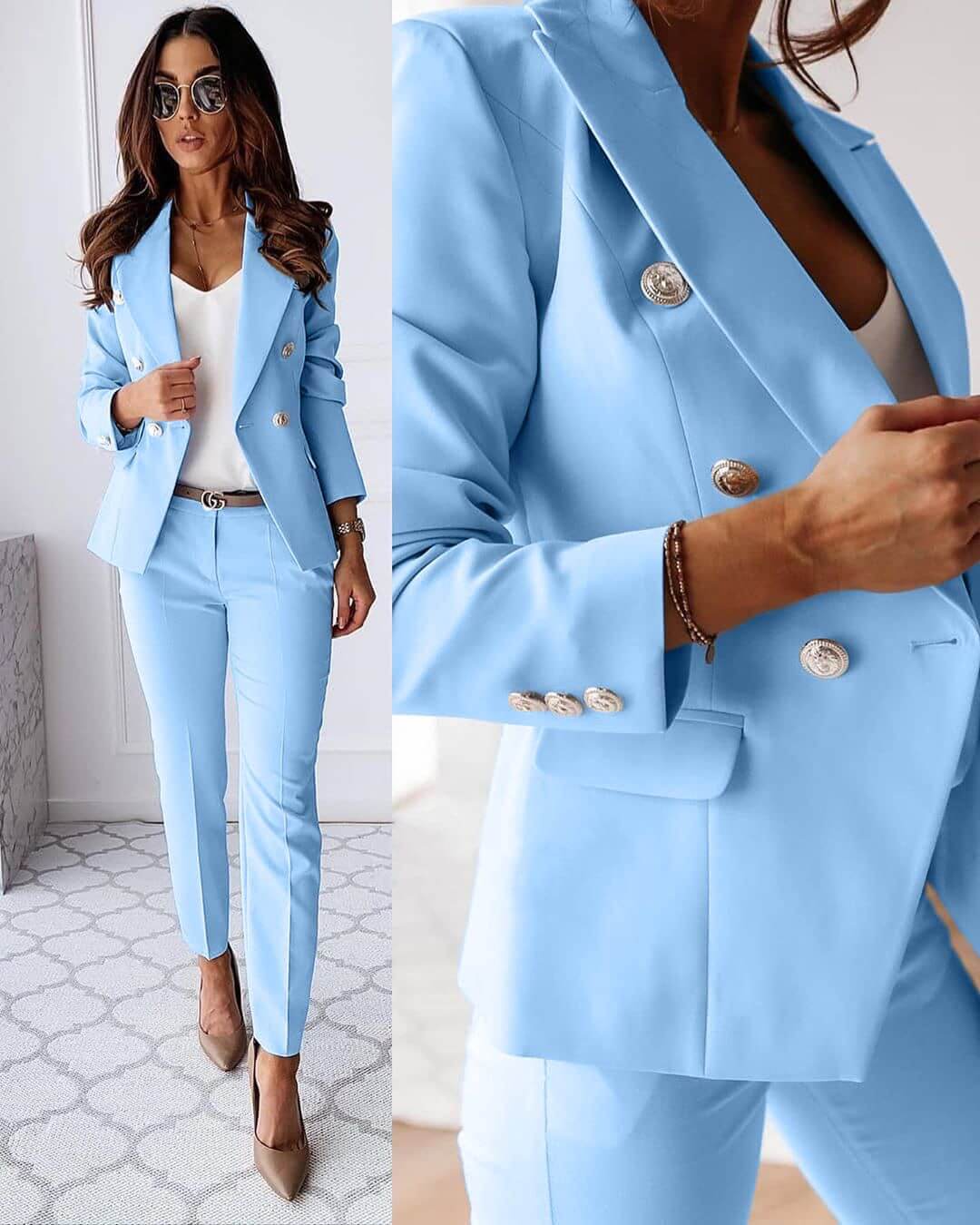 Damen Eleganter Blazer- und Hosenanzug – Maßgeschneiderter Business-Anzug für Büro und formelle Anlässe