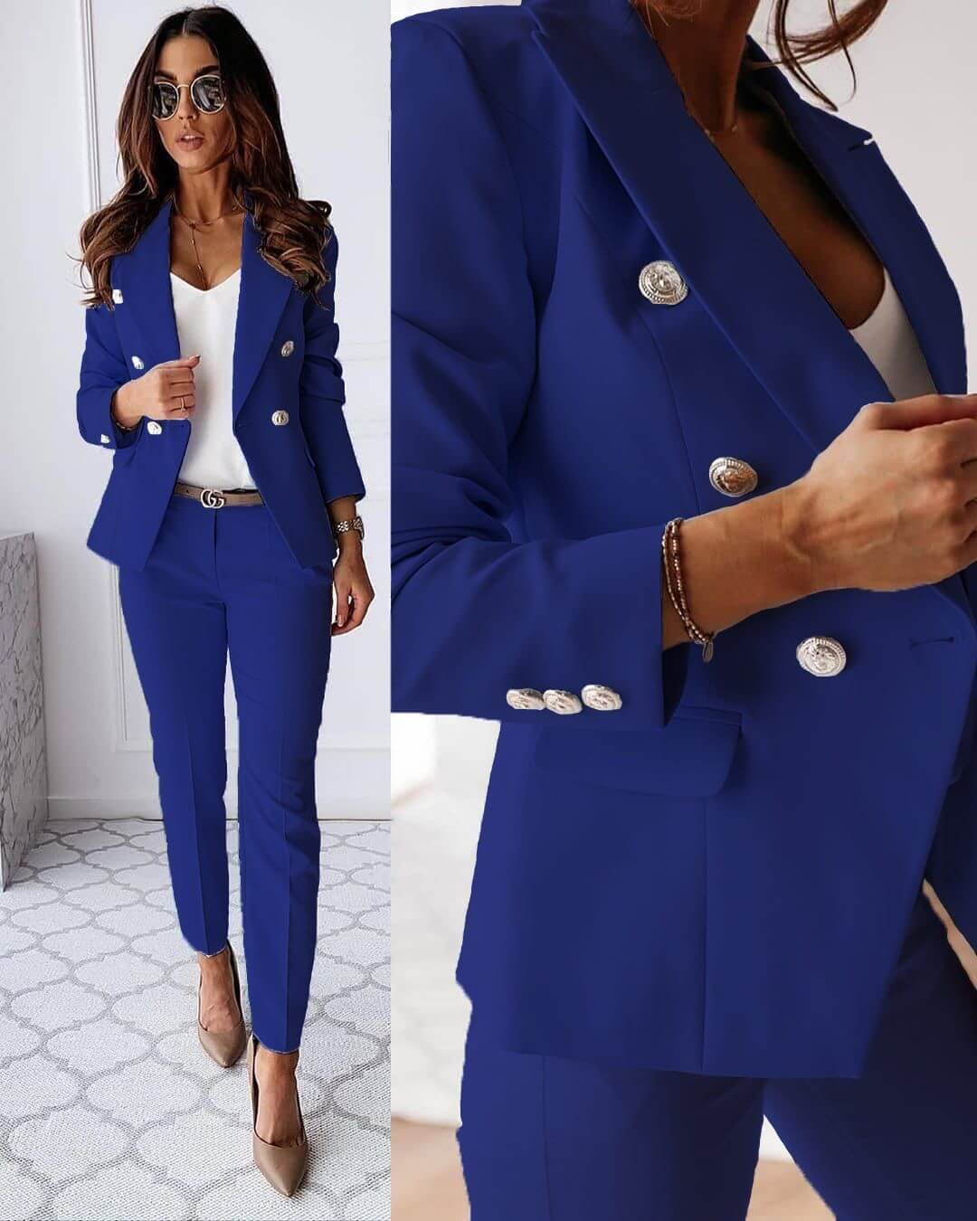 Damen Eleganter Blazer- und Hosenanzug – Maßgeschneiderter Business-Anzug für Büro und formelle Anlässe