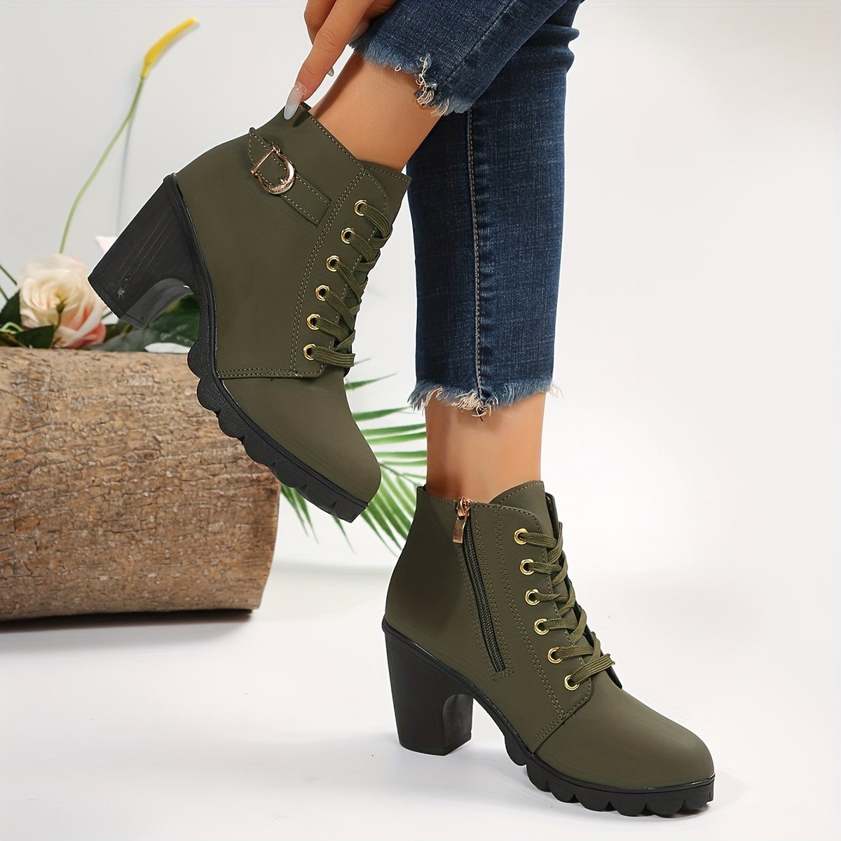 Omodo Stiefel | Bequeme Damen-Stiefeletten mit hohem Absatz