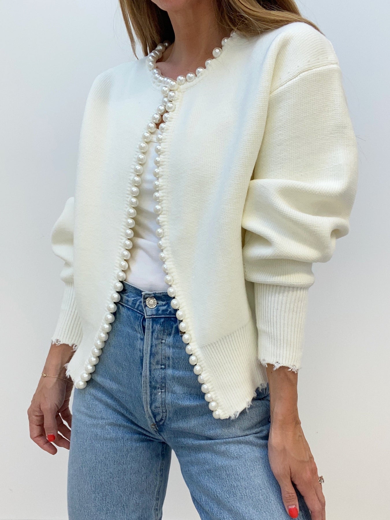 SEPI™ | LÄSSIGER CARDIGAN MIT PERLEN