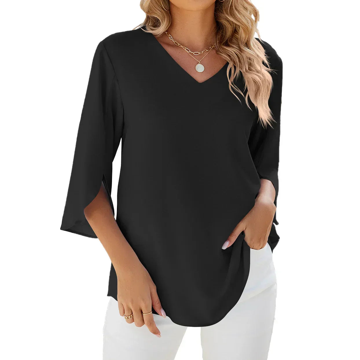 Soft | Elegante Bluse mit V-Ausschnitt für Damen