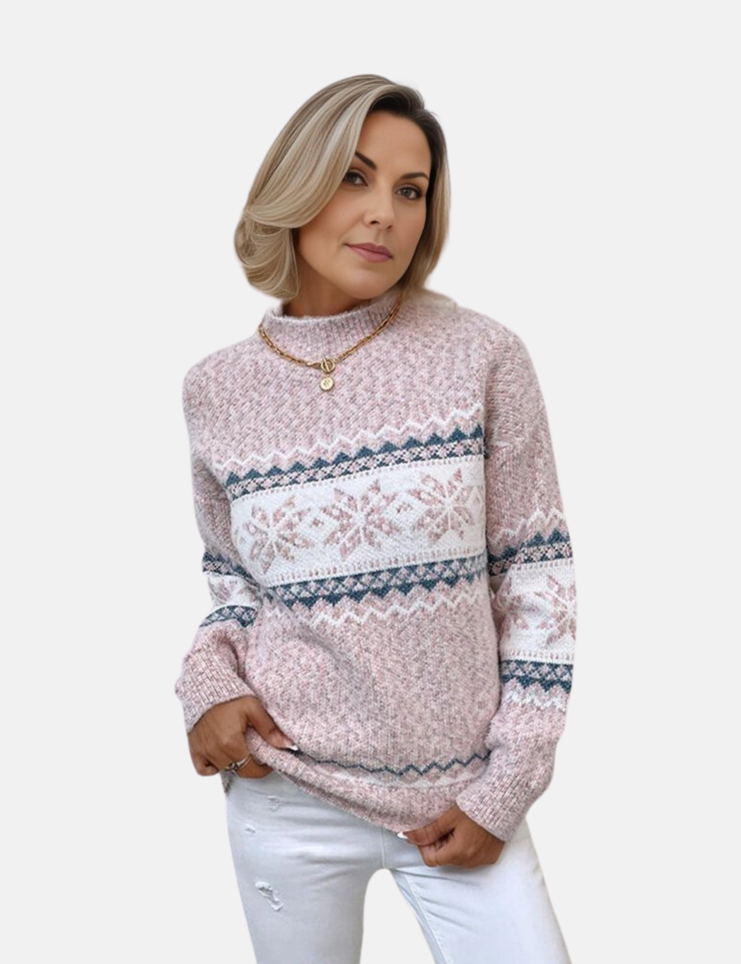 Luna Winter Pullover | Trendiger Warmer Pullover für den Winter mit Schneemuster