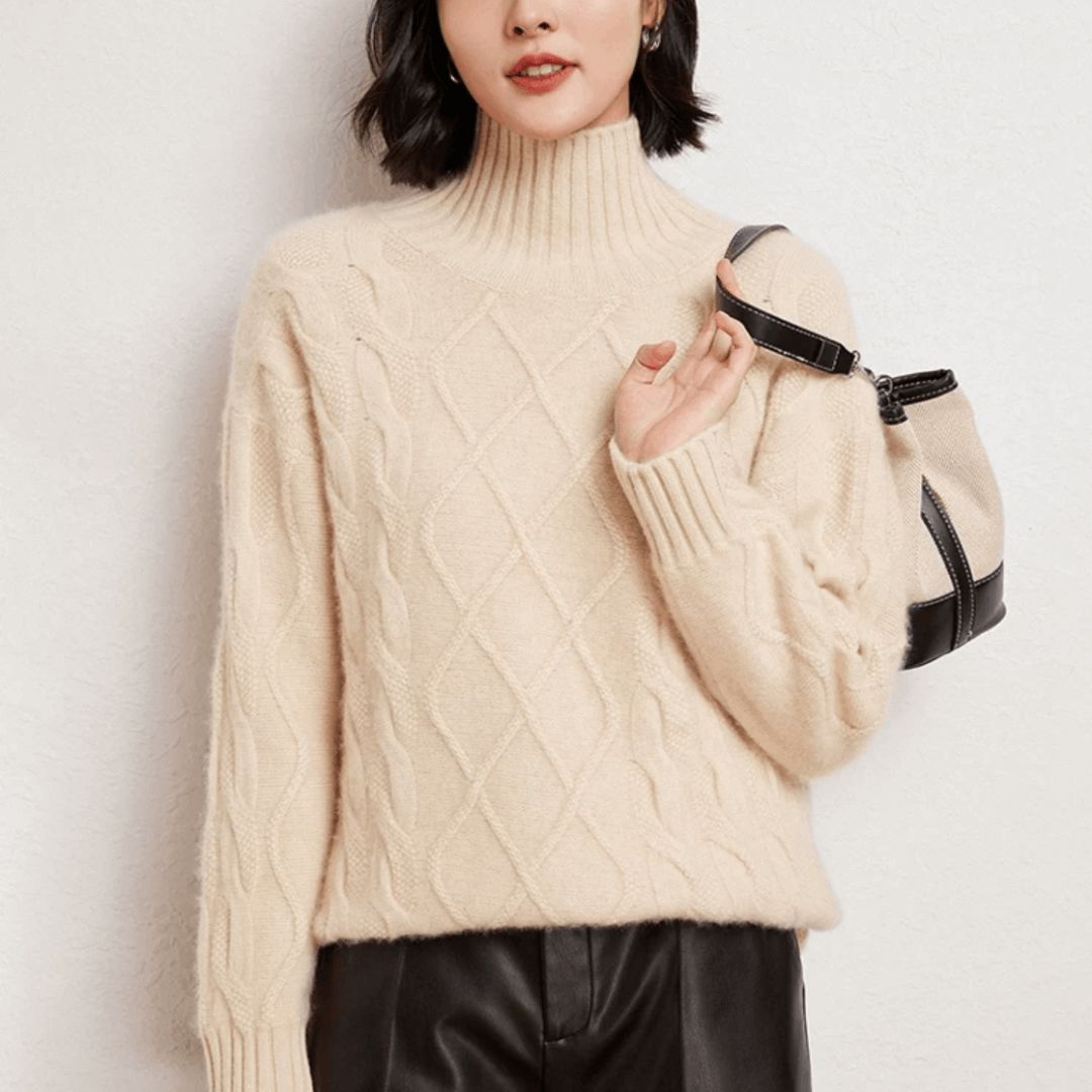 Ursulan | Damen Strick Pullover | Rollkragen