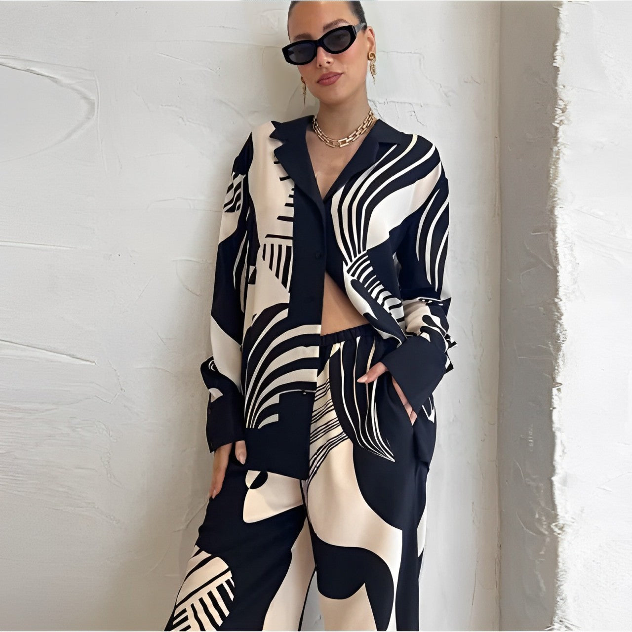 Shayla - Langarmshirt und Hose mit weitem Bein Set