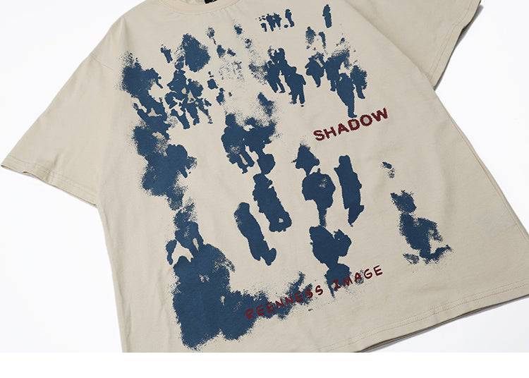 Y2K T-Shirt mit Schatten-Print | Übergroßes Abstraktes Streetwear Shirt