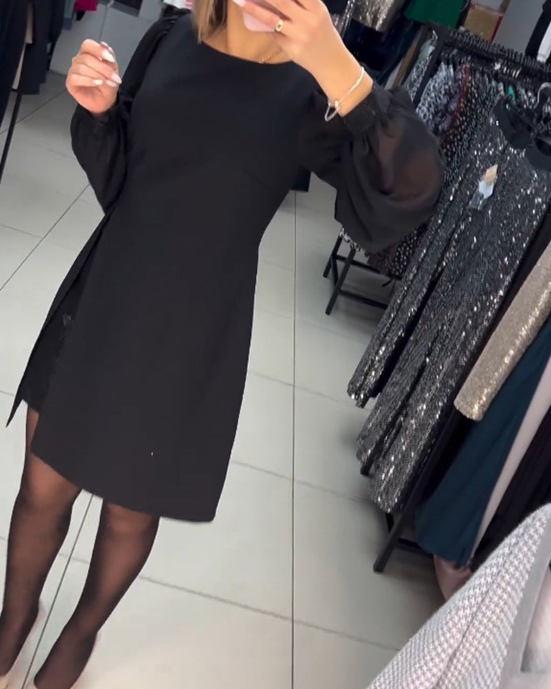 45%Rabatte💥Schlichtes, elegantes, sexy, seidiges Langarmkleid