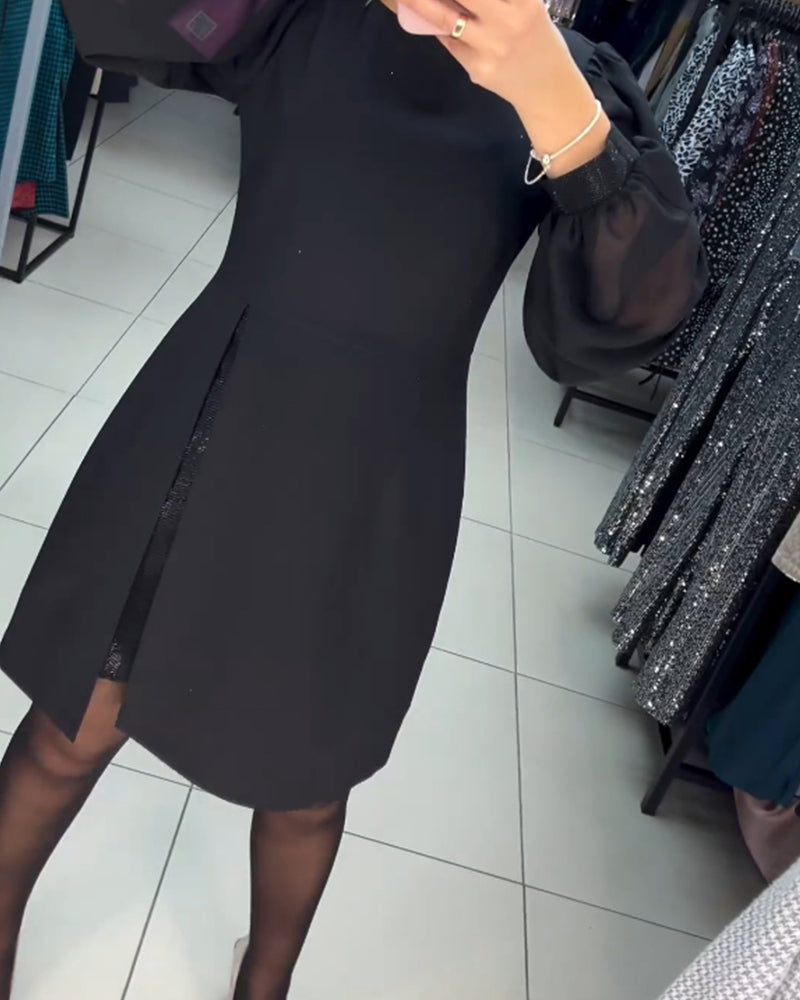 45%Rabatte💥Schlichtes, elegantes, sexy, seidiges Langarmkleid