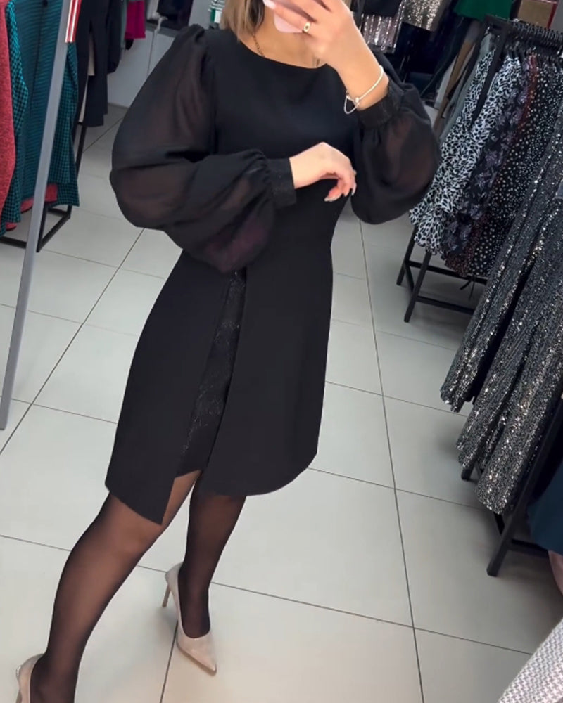 45%Rabatte💥Schlichtes, elegantes, sexy, seidiges Langarmkleid