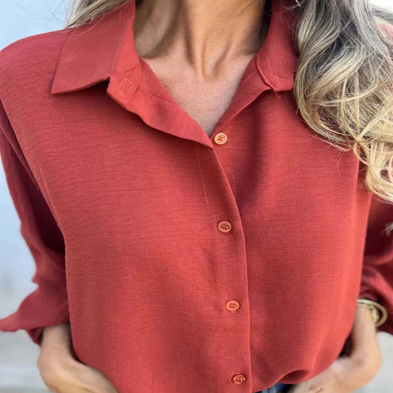 49 % RABATT 💕Elegantes einfarbiges Button-Up-Hemd für Damen