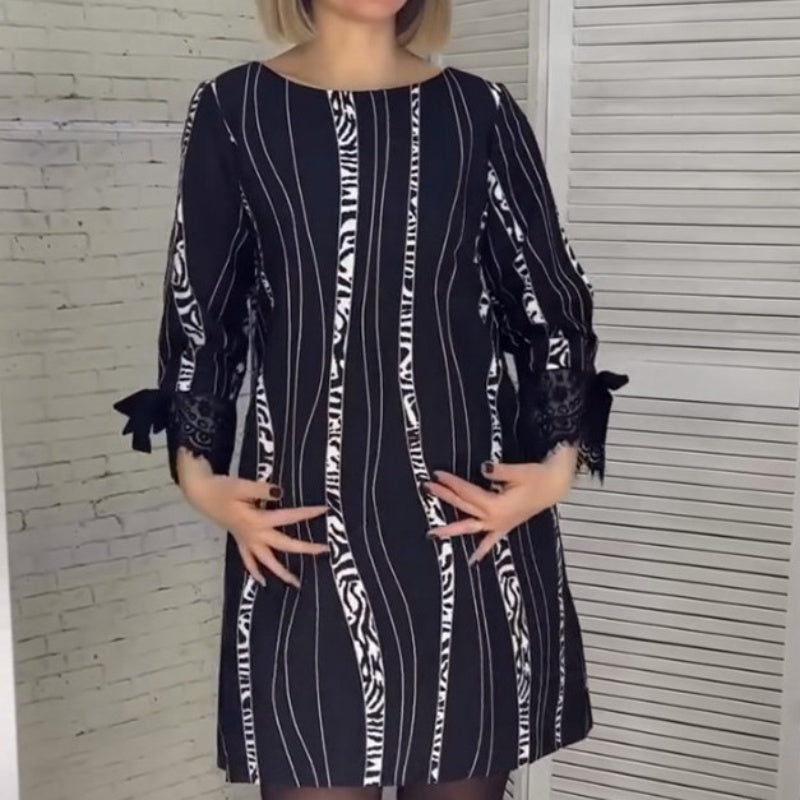 Langärmliges Kleid mit trendigem Print und lockerer Passform für Damen