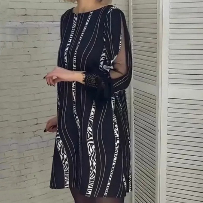 Langärmliges Kleid mit trendigem Print und lockerer Passform für Damen