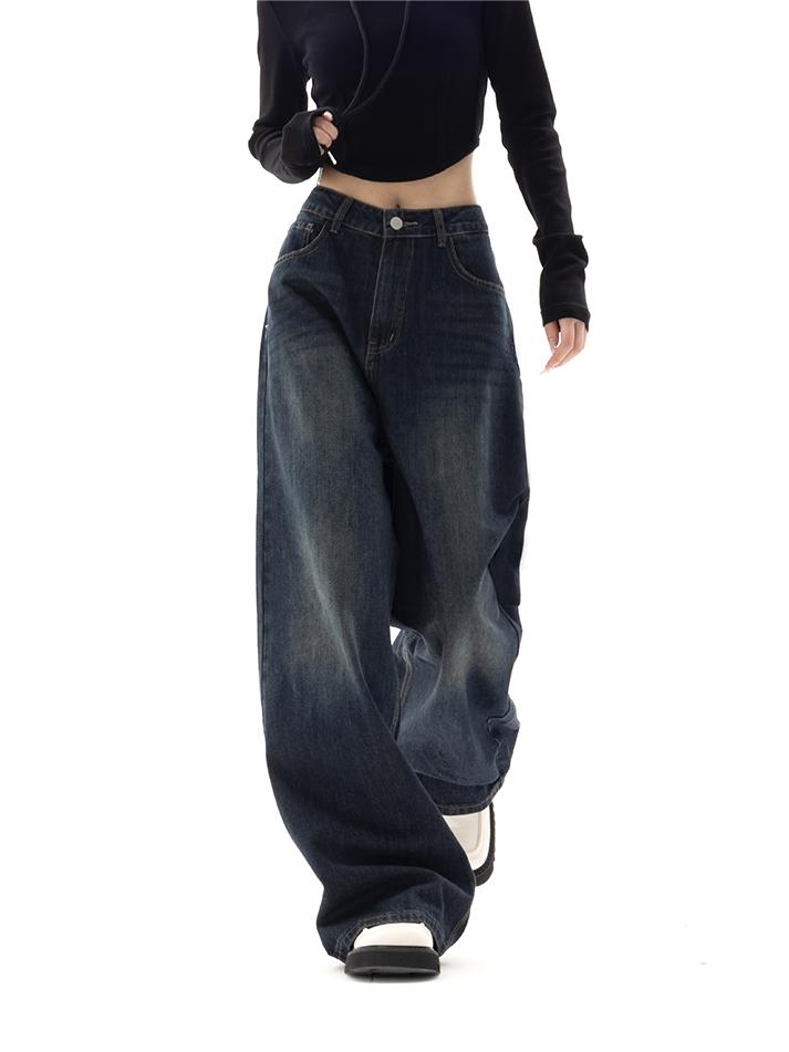 Trendige Damen Baggy Jeans mit weitem Bein – Lässige High-Waist Hose im Streetwear Stil