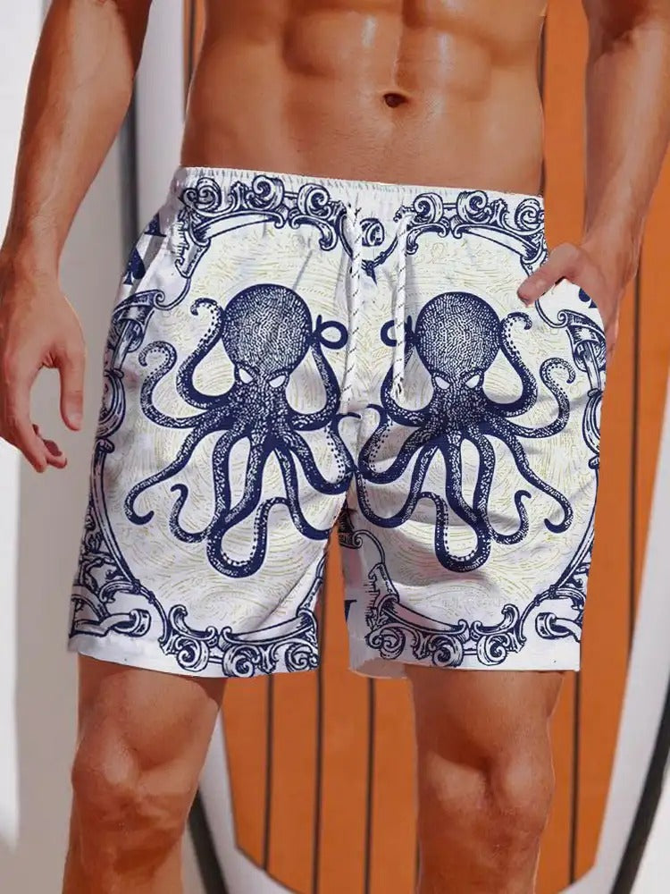 Williemer | Strand-Boardshorts im Hawaii-Stil mit 3D-Druck für Herren