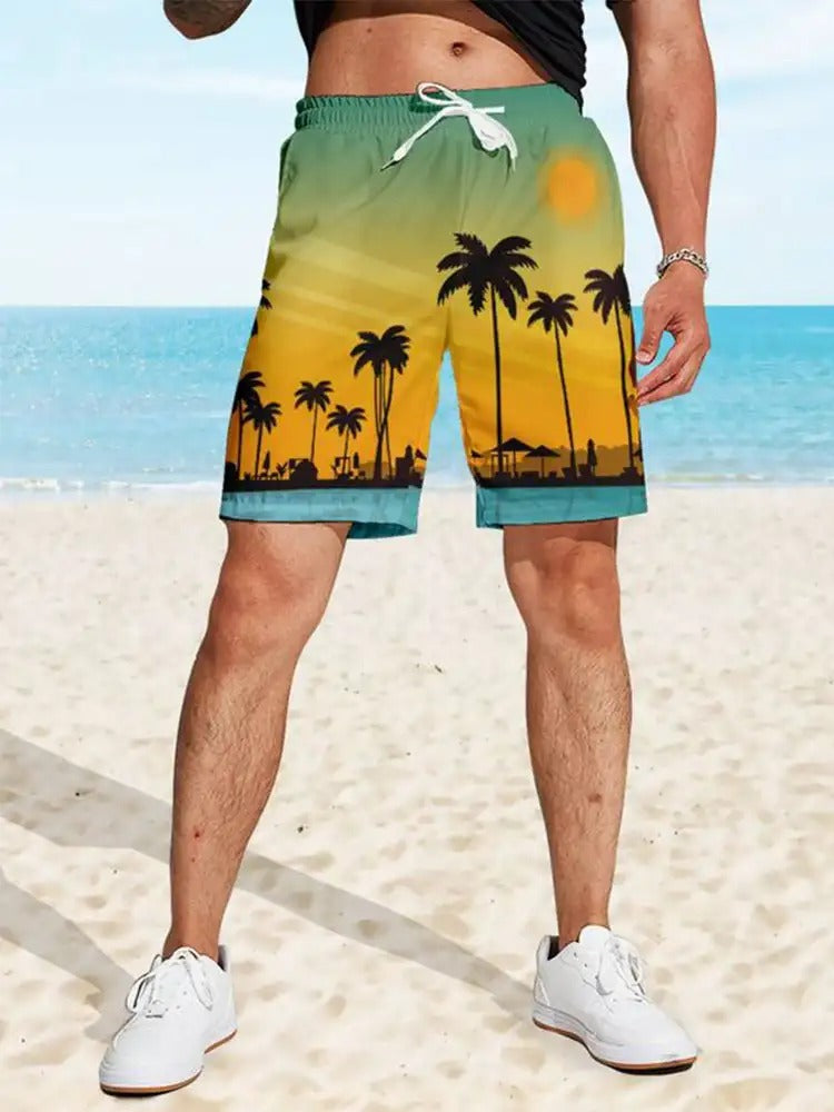 Williemer | Strand-Boardshorts im Hawaii-Stil mit 3D-Druck für Herren